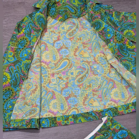 Vintage 60's Paisley Skirt & Jacket Suit Mod Style Womans XS Psychedelic - Picture 3 of 6